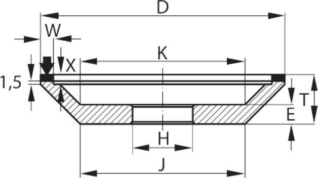 Actual product image Tyrolit CBN disc grinding wheel D×D×H (mm) 150×25×20 (B126)