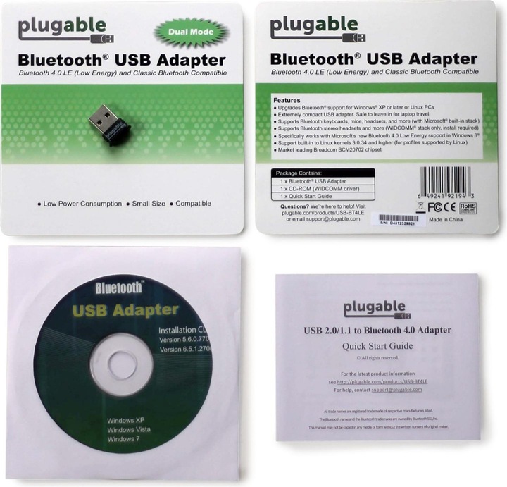 Plugable Micro adaptateur USB Bluetooth 4.0 (Emetteur & Récepteur)