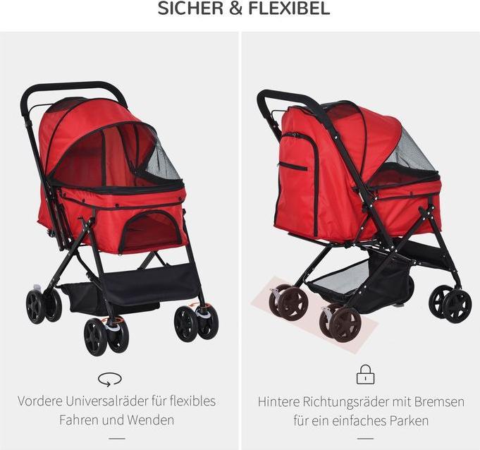 Actual product image Swisshandel24 Dog buggy Dog stroller Buggy for small dogs and cats Pet stroller Cat stroller Oxfor (Cat, Dog, Foldable)