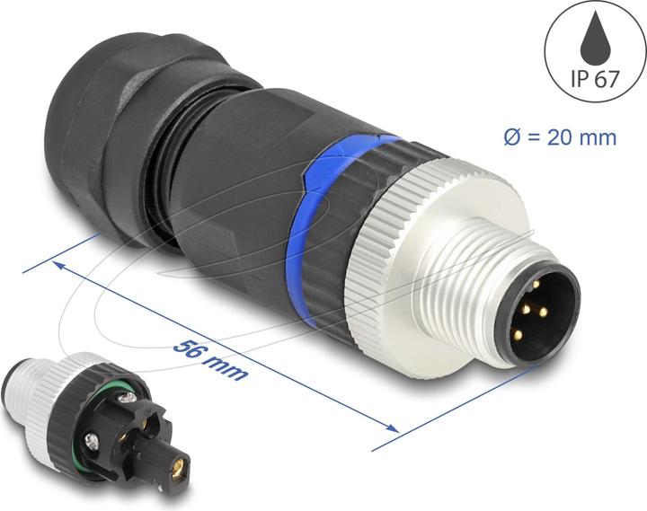 Actual product image Delock M12 plug connector A-coded 5 pin plug for mounting