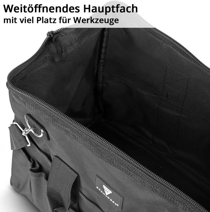 Produktbild Stahlwerk Werkzeugtasche stabile XL-Montagetasche Elektrikertasche 21 Fächer