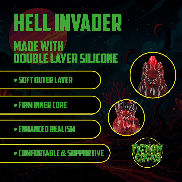 Produktbild Ouch! Hell Invader - Silicone Dildo - Red/Black