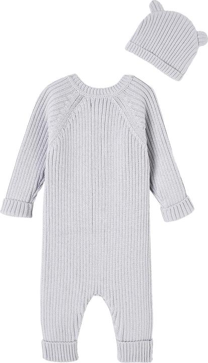 Produktbild Vertbaudet Baby-Set: gerippter Strickoverall & Mütze mit Ohren (80)