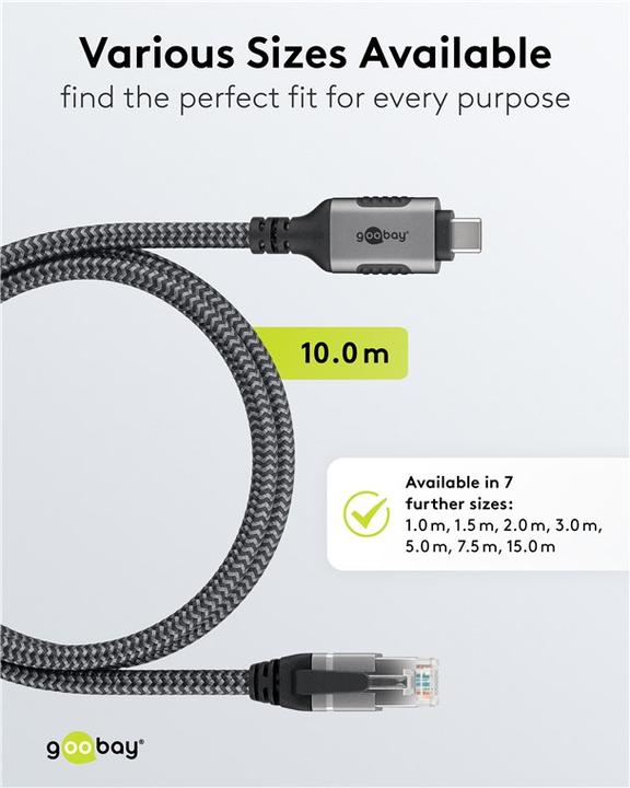 Produktbild Goobay Ethernet-Kabel USB-C auf RJ45, 10 m (USB 3.1, RJ45 Gigabit Ethernet (1x))