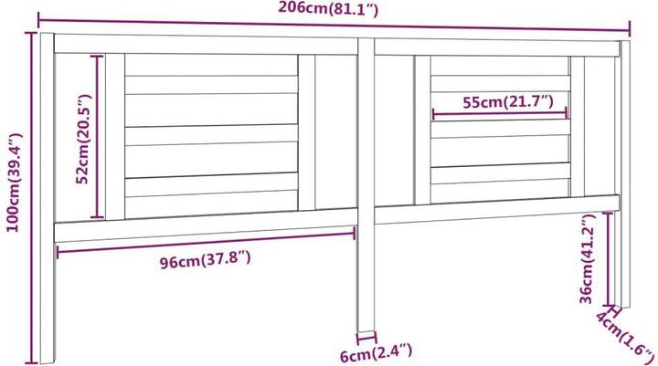 Image du produit vidaXL Kopfteil (206 x 4 x 100 cm)