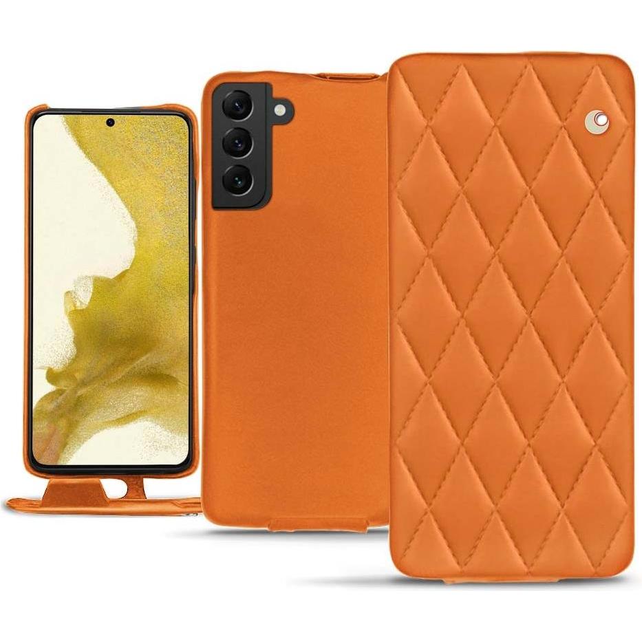 Noreve Lederschutzhülle vertikal (Samsung Galaxy S22), Smartphone Hülle, Orange