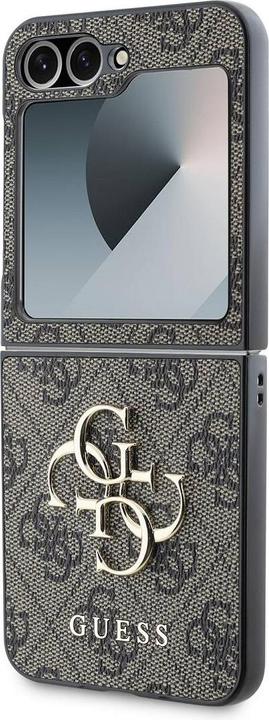 Actual product image Guess GUHCZF64GMGBR Z Flip6 F741 brązowy/brown Leather 4G Metal Logo (Samsung Galaxy Z Flip6, Samsung Galaxy Z Flip7 FE)