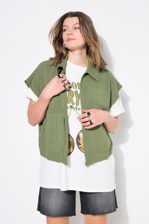 Immagine prodotto Studio Untold Gilet in misto lino dal taglio oversize con zip e quattro tasche (46, 48)