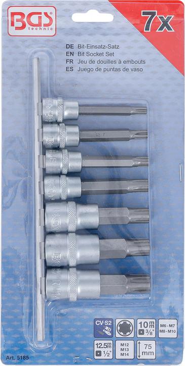 Produktbild BGS Bit-Einsatz-Satz | Antrieb Innenvierkant 10 mm (3/8") / 12,5 mm (1/2") | Keil-Profil (für RIBE) M...