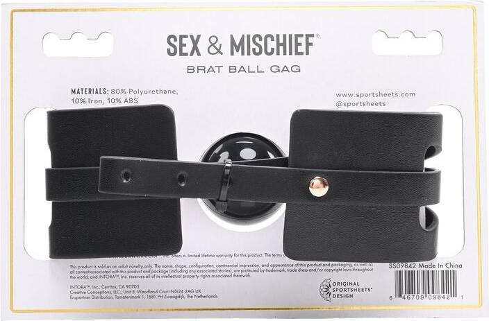 Productafbeelding Sportsheets Sex And Mischief Brat Ball Knevel Zwart 24 cm