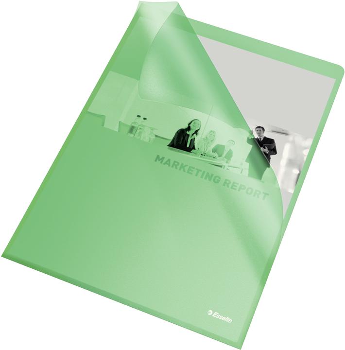 Immagine prodotto Leitz Portadocumenti standard Esselte, DIN A4, PP, verde, 0,12 mm aperto in alto e sui lati, a prova di (A4, 100 x)
