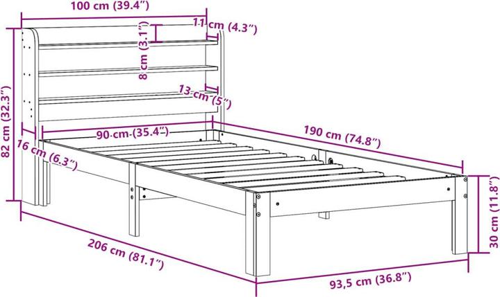 Image du produit vidaXL Bettgestell (90 x 190 cm)