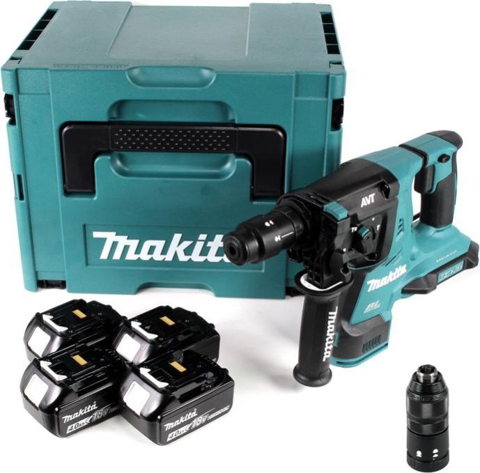 Actual product image Makita DHR 281 M4J Brushless cordless hammer drill 28 mm 2x 18 V for SDS-PLUS with quick-change chuck in