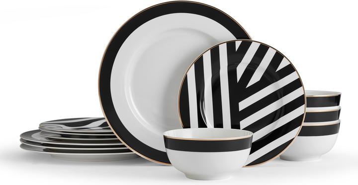 Immagine prodotto Mikasa Set da pranzo in porcellana Luxe Deco da 12 pezzi (12 pz.)