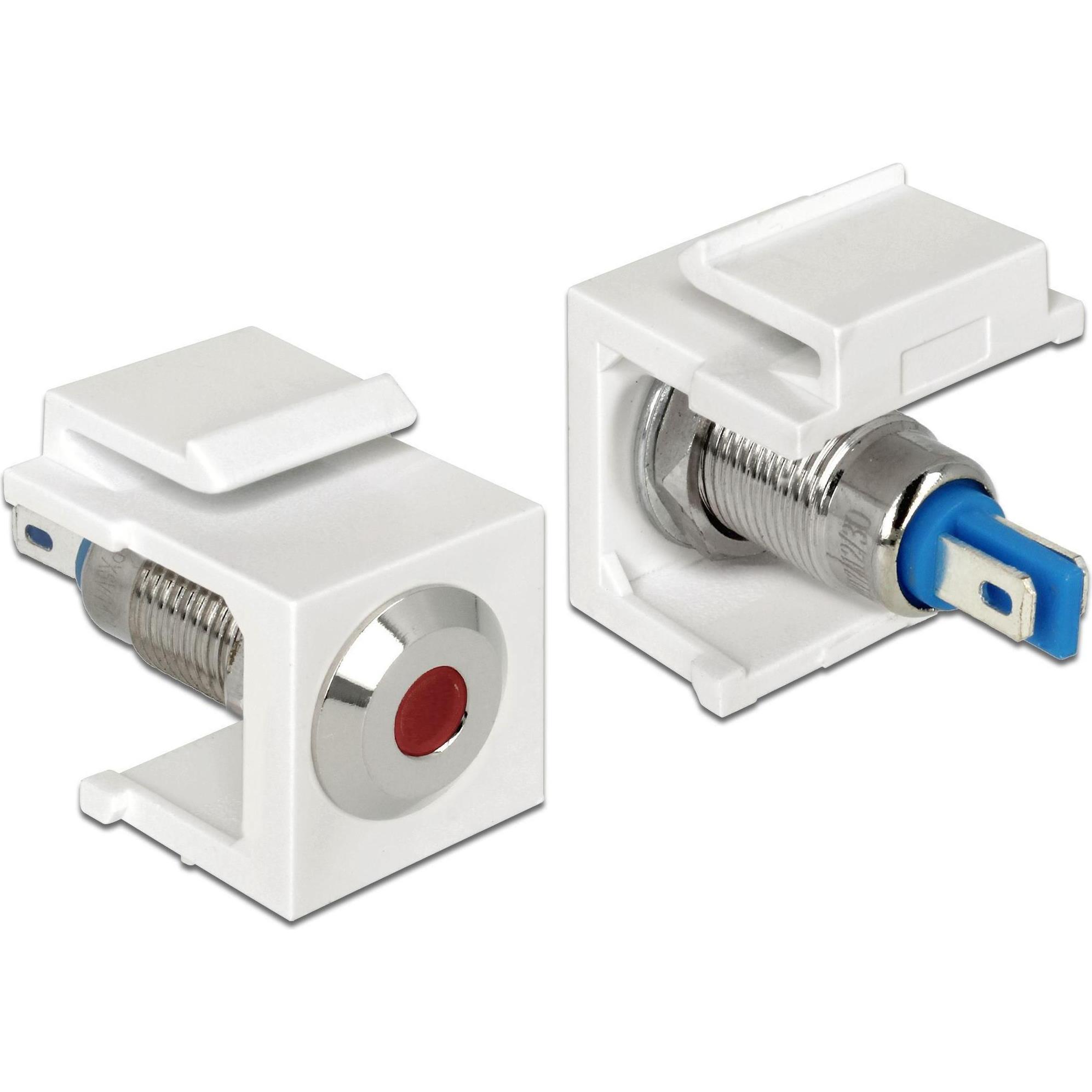 Delock Keystone Jack: LED rot, 6V, flach (Kabelbinder), Kabel Zubehör, Rot, Weiss