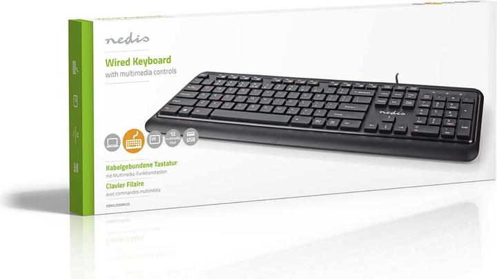 Actual product image Nedis Wired Keyboard | USB-A | Multimedia | QWERTY | US Layout | Numeric Keyboard (Eng. Int., Cable)