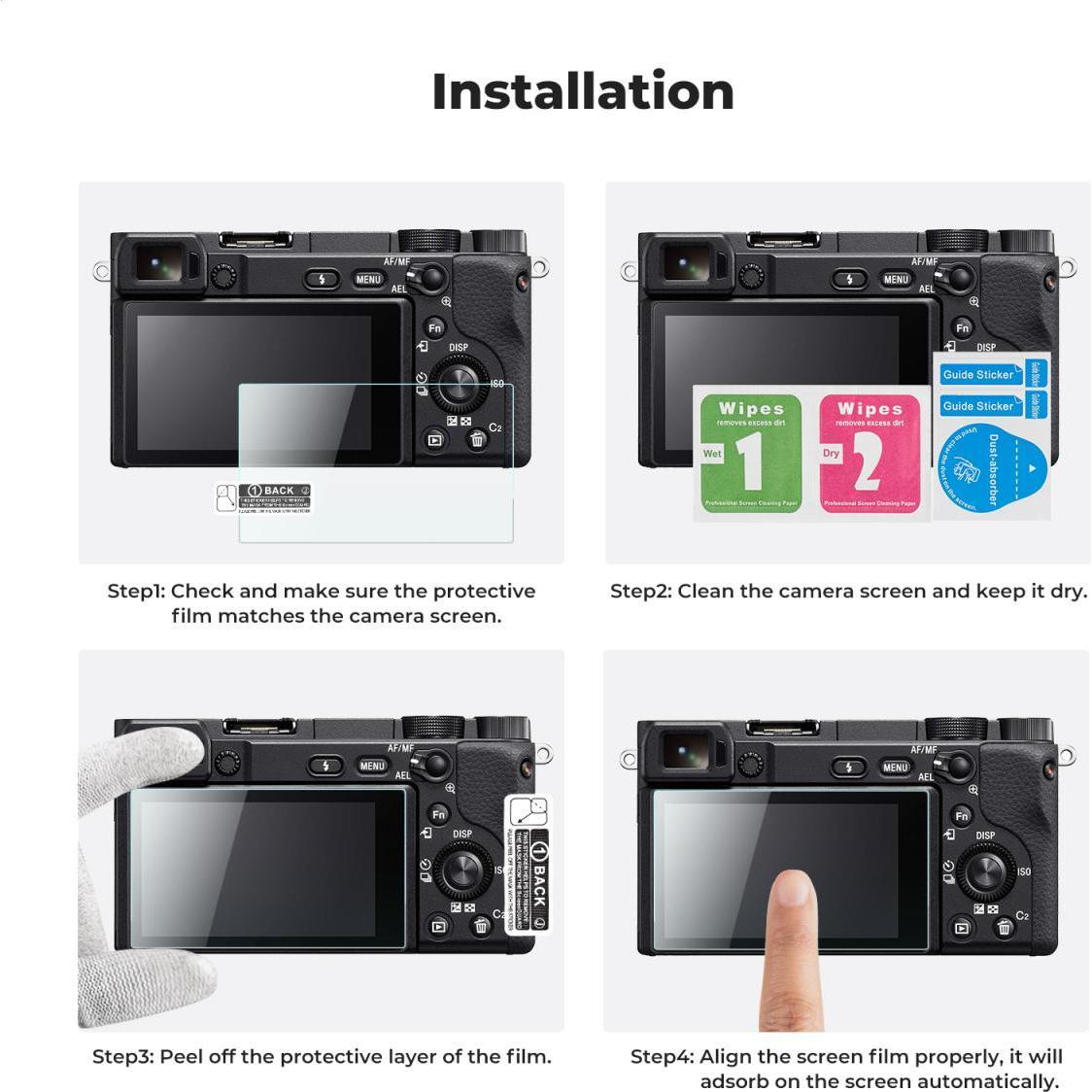 K&F Concept Camera Screen Protector*3, with Hot Shoe Level*3, for Sony NEX 7, NEX 6, NEX 5, NEX 3N, A6600, A6000 (Pellicola protettiva, Sony Alpha 660