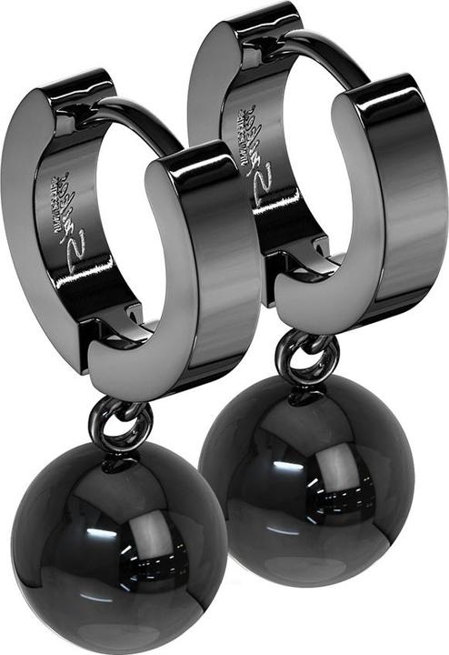 Image du produit Star Piercing Boucles d'oreilles à clapet noir pendentif boule (sans laiton, Acier chirurgical 316L)