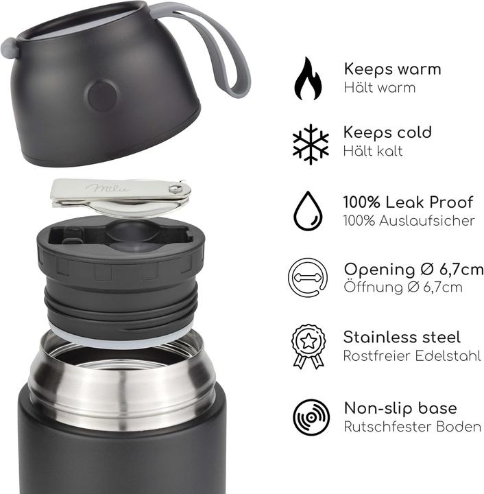 Produktbild Milu Lunchbox-Set grau 450ml, schwarz