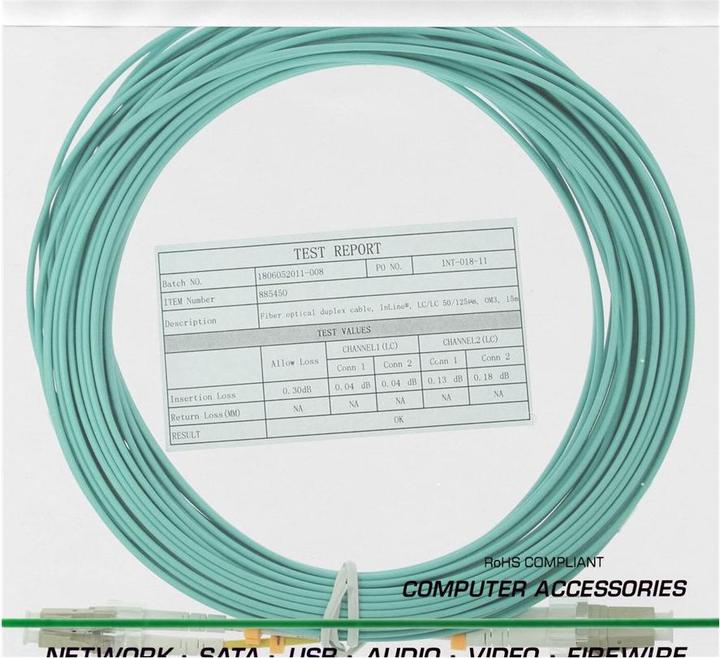 Produktbild InLine LWL Duplex Kabel LC/LC 50/125um OM3 15m (CAT6, 15 m)