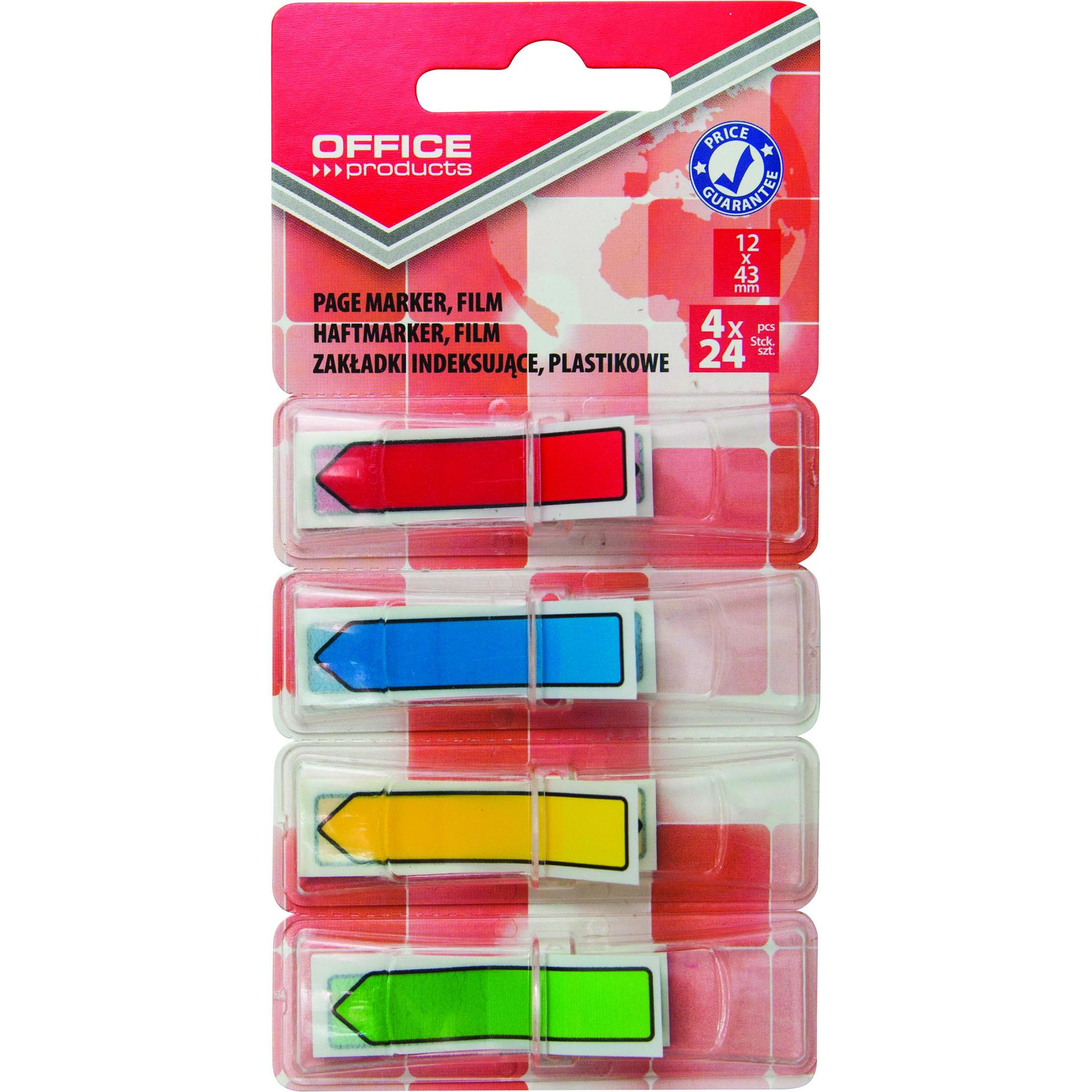 Office Products, Post-it, Registro di archiviazione pp, 12x43 mm, 4x24 registri, blister, colori assortiti