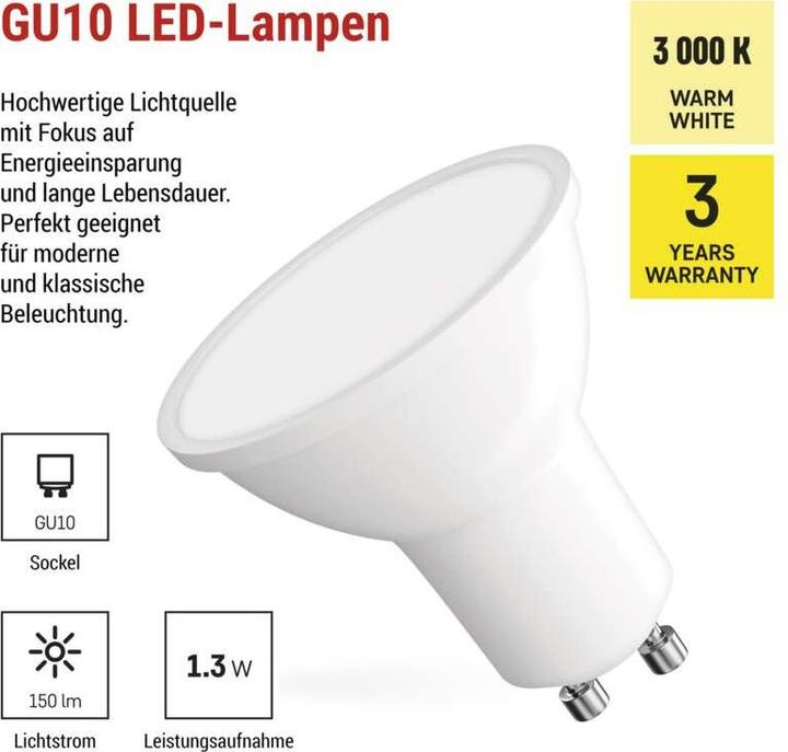 Immagine prodotto Emos LED Lampe Classic MR16 Weiss/ GU10 / 1,3 W (16 W) / 150 lm / WarmWeiss (GU10, 150 lm, 1x)
