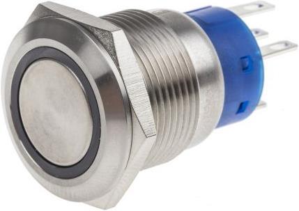 Produktbild RS PRO 19mm,stainless,SPST,mom,Yel,24V