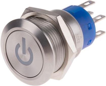 Actual product image Rs Pro 19mm,stainless,DPDT,ltch,Pwr,Yel,220V