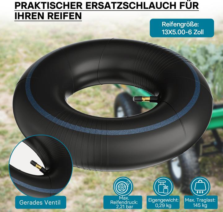Produktbild Wiltec Schlauch Luftschlauch Rasenmäherreifen TR13 13x5.00-6 Rasentraktor Aufsitzmäher (Rasentraktor, Gartenmaschinen Ersatzteile)