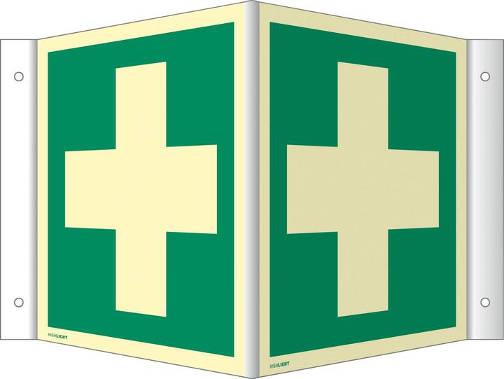 Moravia Rescue sign First Aid Angle sign plastic, 148x148 mm