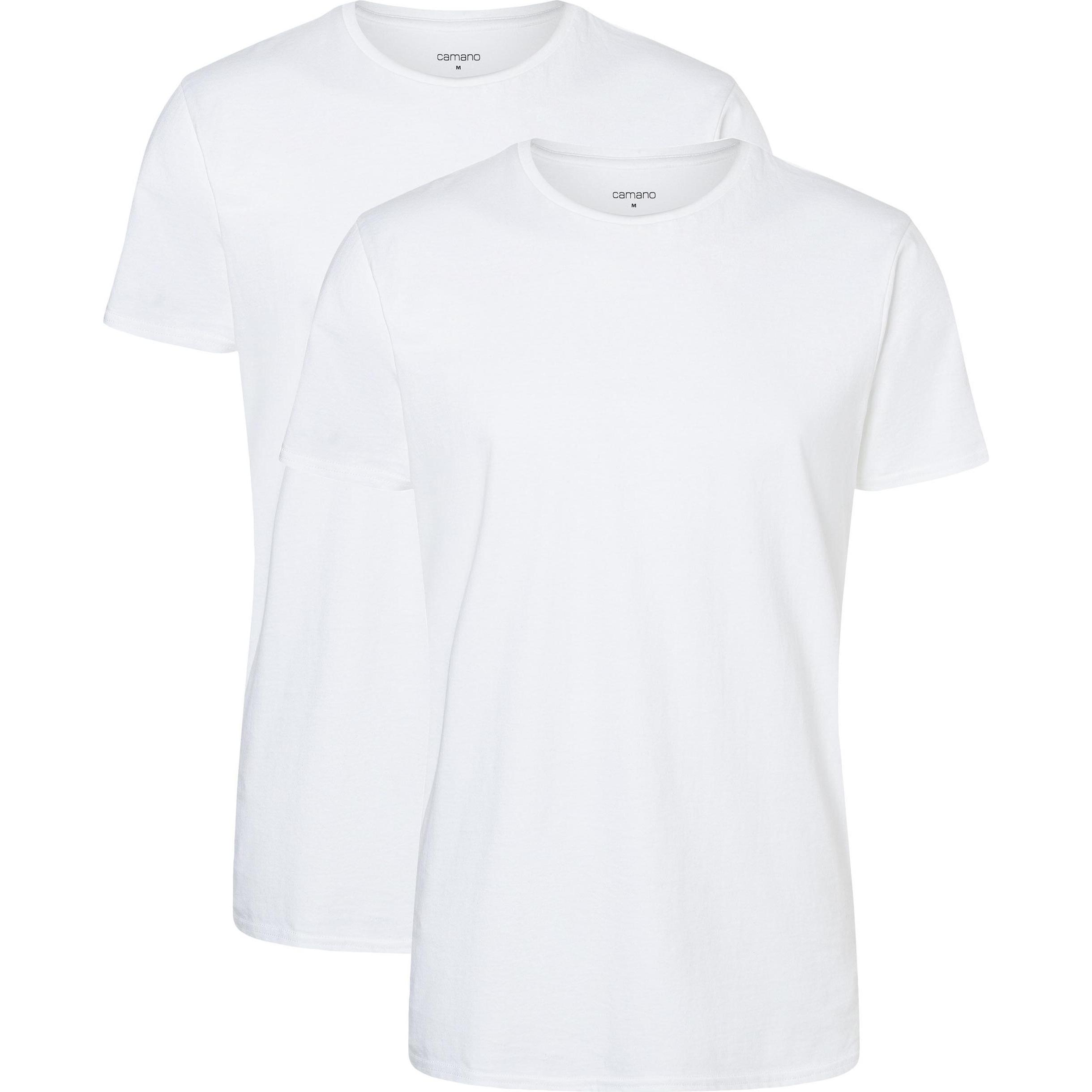 Camano, Herren, Shirt, Men comfort BCI cotton Crew Neck T-shirt 2p, Weiss, (XXL)