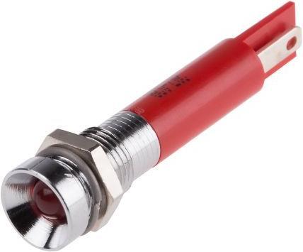 Produktbild RS PRO LED versenkt 8mm chrom 12VAC/DC HE rot