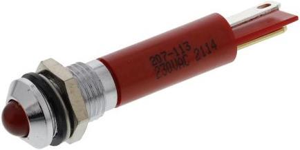 Produktbild RS PRO LED erhaben 8mm chrom 230Vac HE rot