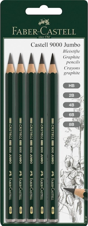 Immagine prodotto Faber-Castell Matite grafite Castell 9000 Jumbo 5x bl. (HB, 2B, 4B, 6B, 8B, 1 x)
