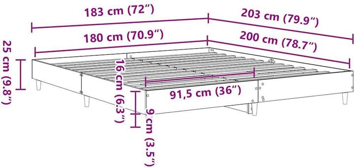Actual product image vidaXL Bettgestell (180 x 200 cm)