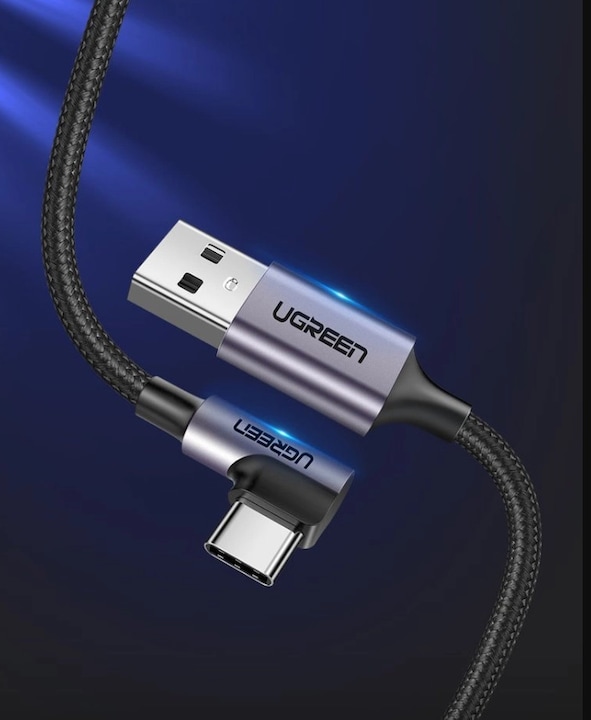 Productafbeelding Ugreen USB-C Haaks naar USB-A 2.0 A 3A Datakabel (2 m, USB 2.0)