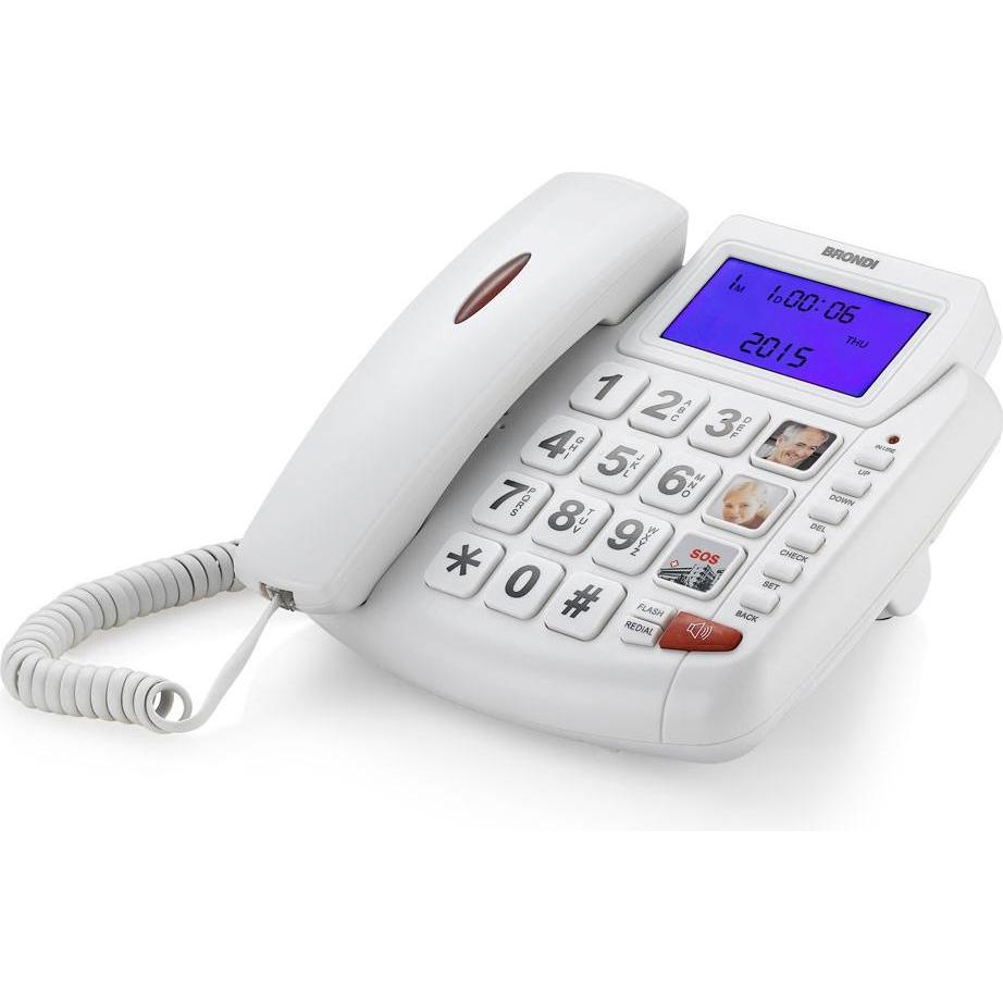 Brondi Bravo 90 Analoges Telefon Anrufer-Identifikation, Telefon, Weiss