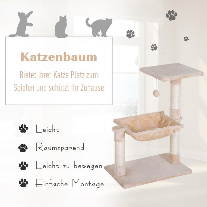 Produktbild PawHut Katzenbaum mit Sisalsäulen (70 cm, Beige)