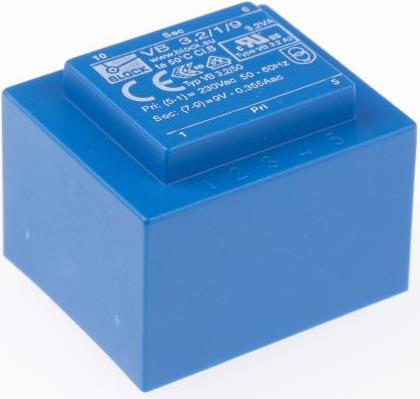 Produktbild Block PCB mount transformer 3.2VA 1x9 o/p