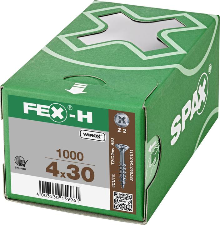 Produktbild Spax Fex-H Br Kreuzschlitz Z2 Teilgewinde Wirox (1000 Schrauben pro Stück, 4 x 30 mm)