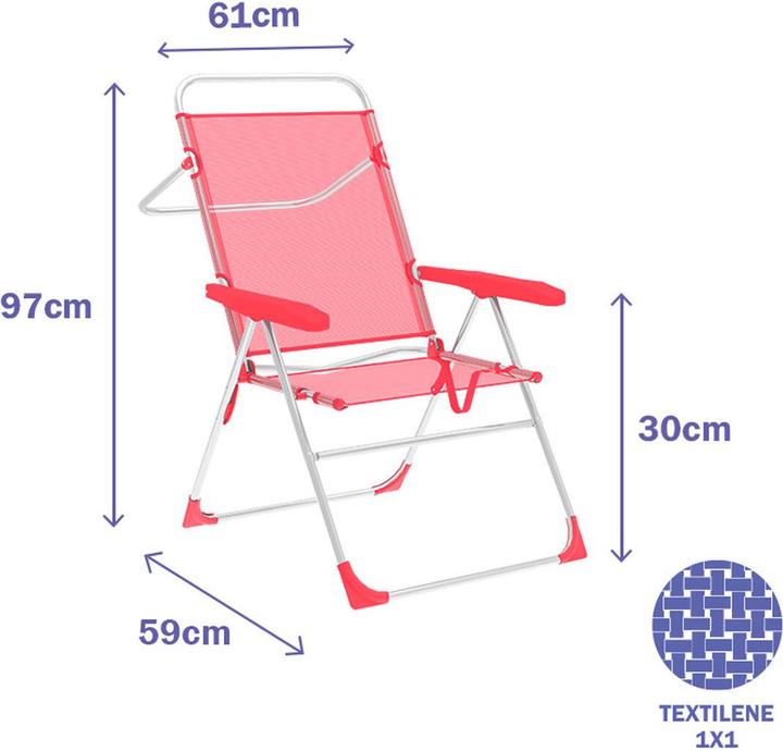 Produktbild Marbueno Gepolsterte Campingstuhl Koralle 59 x 97 x 61 cm