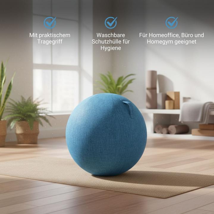 Produktbild Hermex Sitzball mit Schutzhülle Yoga-Ball Gymnastikball Fitnessball (65 cm)