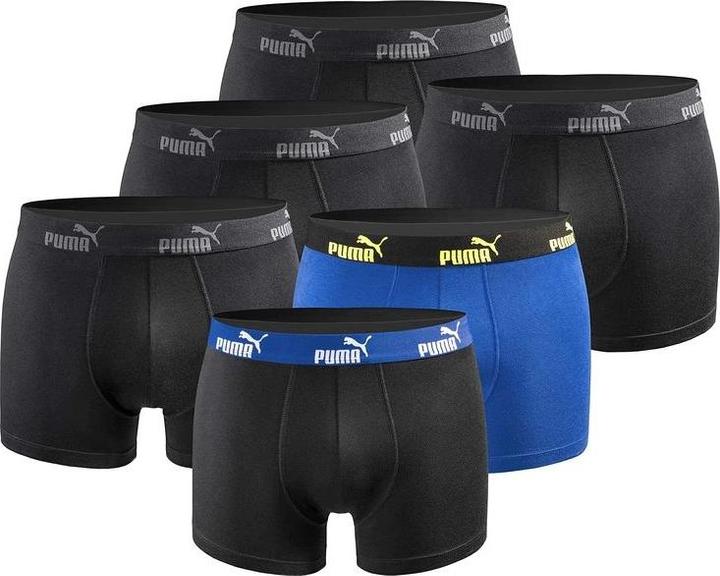 Puma Herren-Boxershorts, 6er-Pack, schwarz/blau, Baumwolle (L, pack of 6)