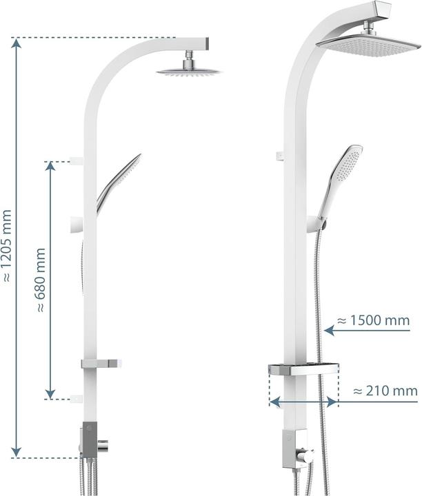Produktbild Schütte Regendusche Bad MADAGASKAR Überkopfbrause-Set Weiss Chrom Duschsystem Regenbrause 60065