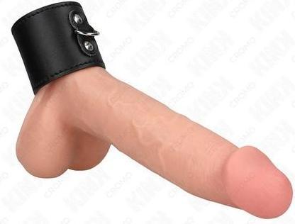 Actual product image Kink Leather Penis Ring With Pressure Closure 18 X 5 cm