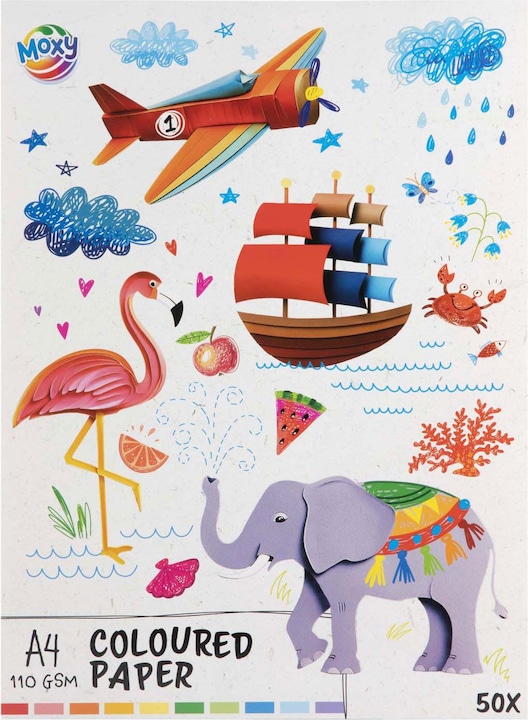 Grafix Farbiges Papier A4, 50 Blatt - 10 Farben (50 x)