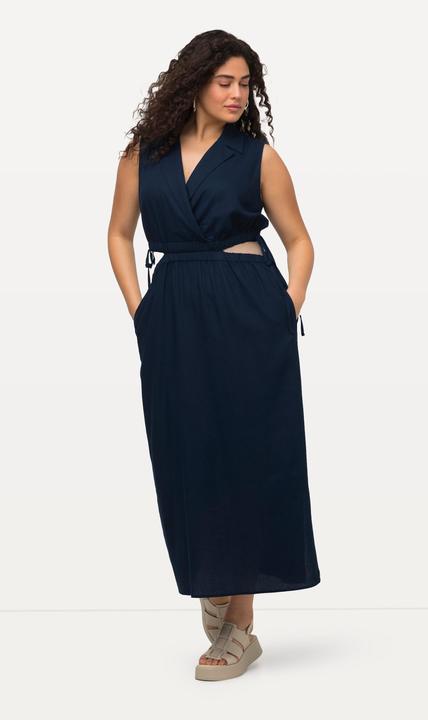 Produktbild Ulla Popken Maxikleid, Leinenmix, A-Linie, Reverskragen, ärmellos (50, 52)