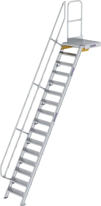 Actual product image Munk Stairs with platform 60° Step width 600 mm 16 steps Aluminium ribbed (Scaffolding, 46 cm)
