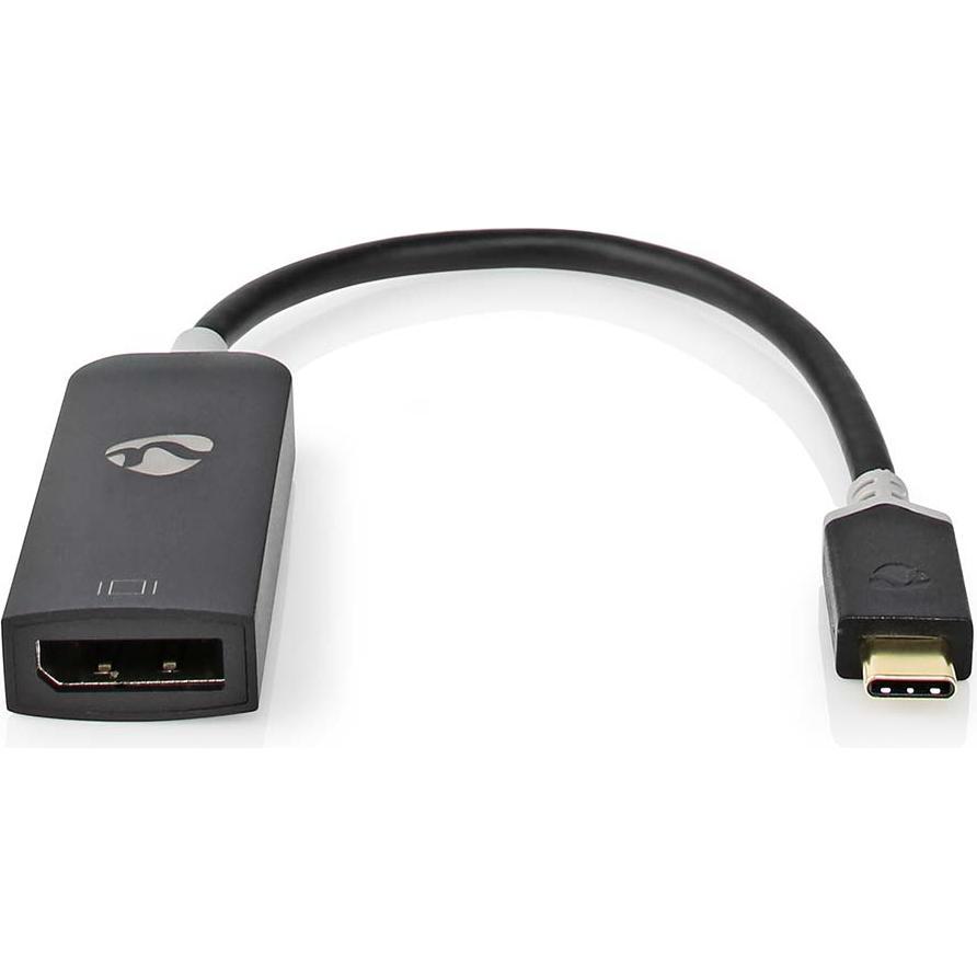 Thumbnail - Nedis USB Adapter USB 3.2 Gen 1 USB-CT Male DisplayPort Female 0.20 m Round Gold Plated PVC Anthraci (USB Typ-C, 20 cm),...