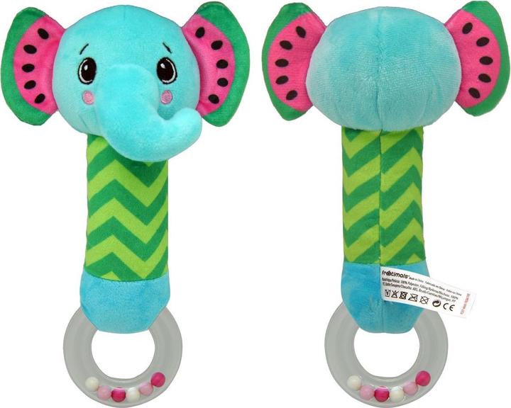 Kids Euroswan Melany Melephant Frootimals plush rattle blue/pink